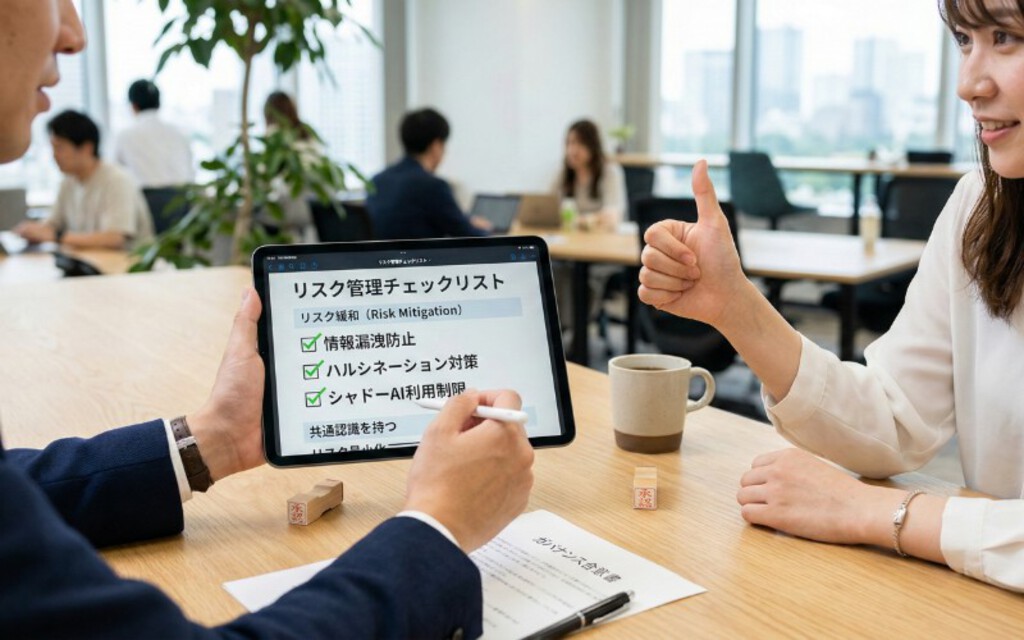 生成AI利用時のリスク管理チェックリストを確認する様子
